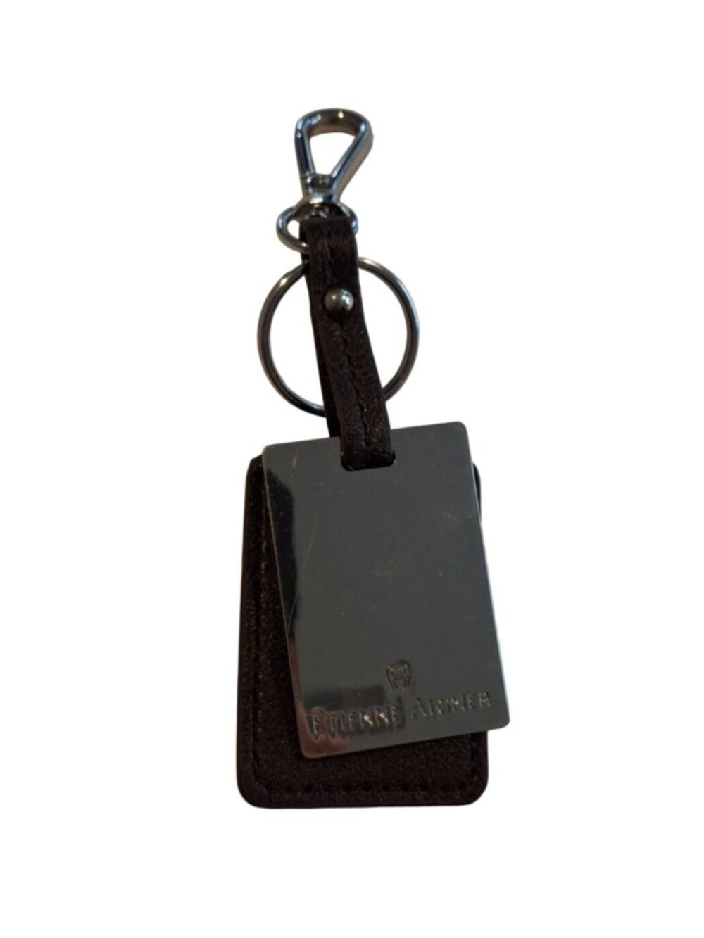 Etienne Aigner Leather Keychain Brown Pebbled Key Clip Vintage Accessory